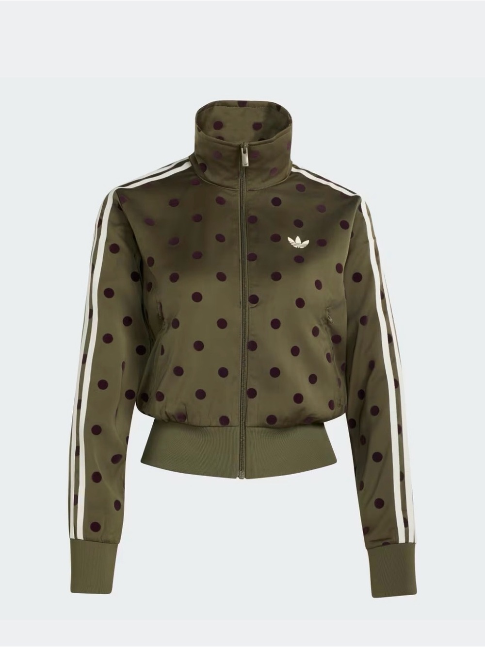 ADIDAS ORIGINALS SATIN POLKA DOT Track Jacket OLIVE GREEN size XS